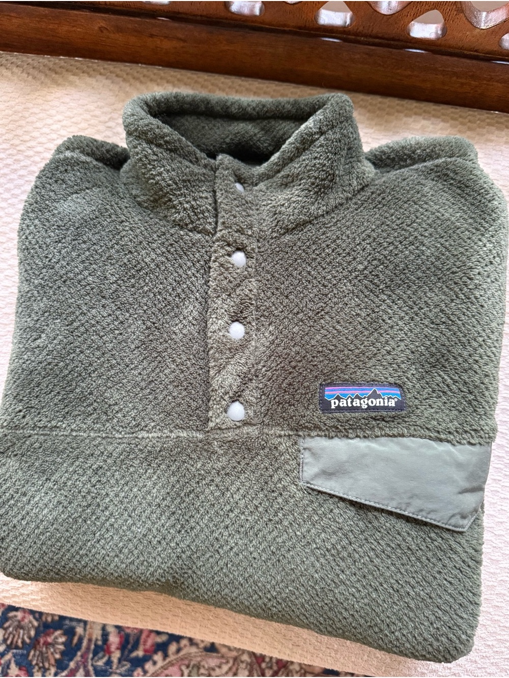 Patagonia Olive Green Men’s M 3/4 Snap  Fleece Pullover